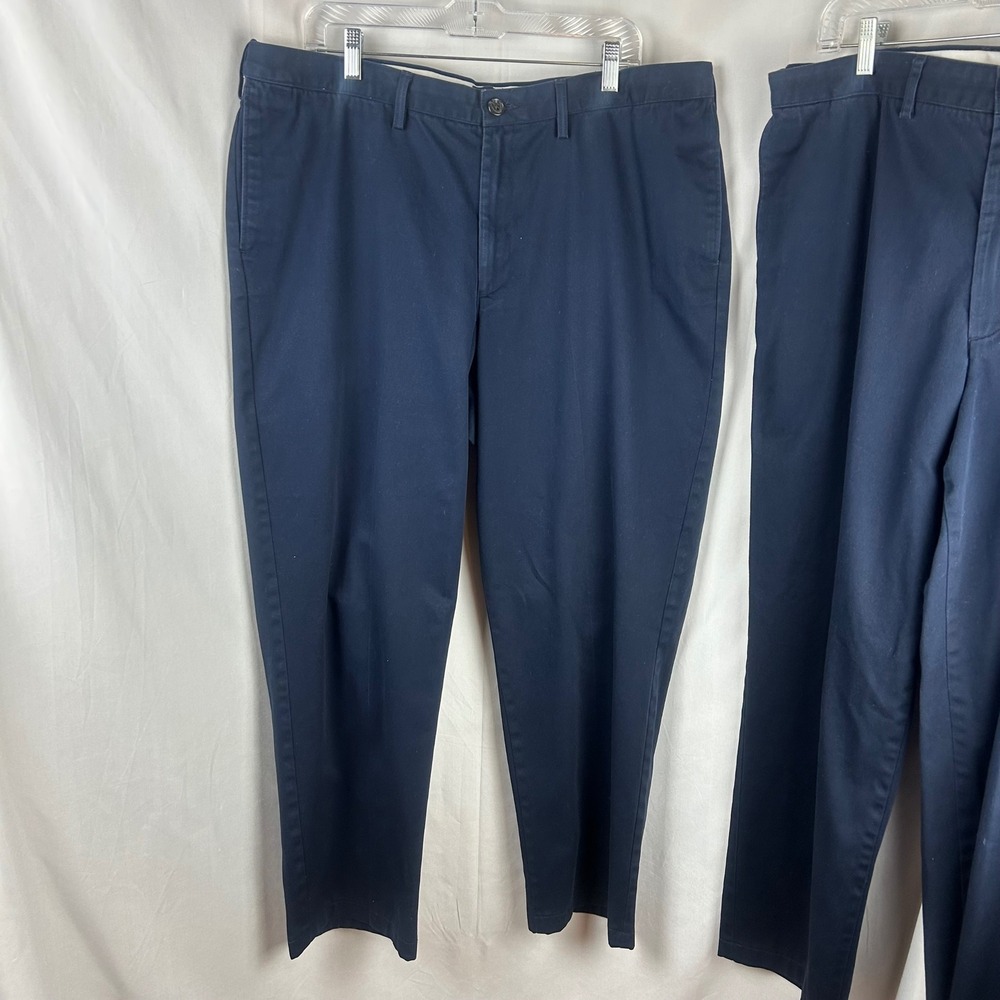 Lands End Mens 42 Traditional Fit Navy Blue Chino Pants 2 Bundle Flat Front - Picture 3 of 8